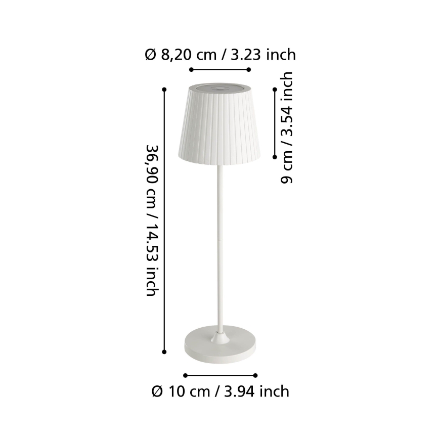 Eglo - LED prigušiva spoljašnja punjiva stona lampa LED/3,8W/5V 2400/3000/4000K 2000 mAh IP44 bela