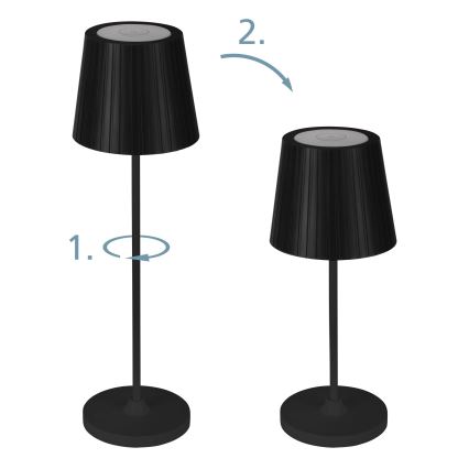 Eglo - LED prigušiva spoljna punjiva stona lampa LED/3,8W/5V 2400/3000/4000K 2000 mAh IP44 crna