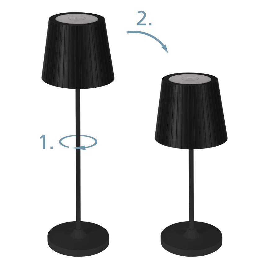 Eglo - LED prigušiva spoljna punjiva stona lampa LED/3,8W/5V 2400/3000/4000K 2000 mAh IP44 crna