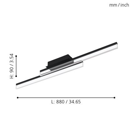 Eglo 780433 - LED plafonsko svetlo za kupatilo YANGUAS 2xLED/11W/230V 3000K IP44 crna