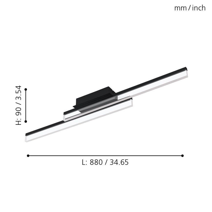 Eglo 780433 - LED plafonsko svetlo za kupatilo YANGUAS 2xLED/11W/230V 3000K IP44 crna