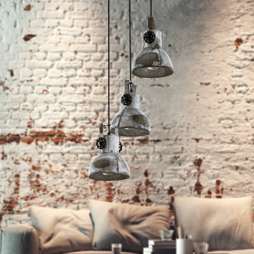 Eglo 79371 - Viseći luster BARNSTAPLE na sajli 3xE27/40W/230V braon/patina