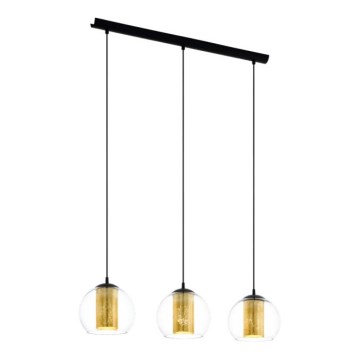 Eglo 79461 - Luster na sajli BOLSANO 3xE27/28W/230V zlatna/crna