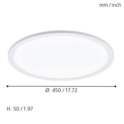 Eglo 79469 - LED prigušiva stropna svetiljka POZZALLO LED/21W/230V 2700-6500K bela + daljinski upravljač