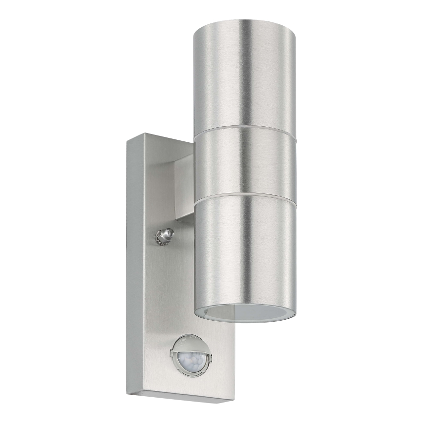 Eglo 79594- LED spoljašnje zidno svetlo sa senzorom ARAPONGAS 2xGU10/2,8W/230V IP44 mat hrom