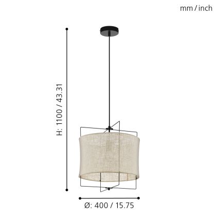 Eglo 79644 - Luster na sajli BRIDEKIRK 1xE27/40W/230V