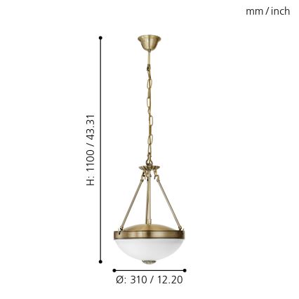 EGLO - Luster na lancu 2xE27/60W/230V bronzan