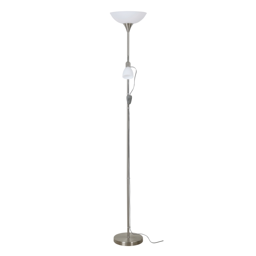 EGLO - Podna lampa 1xE27/60W + 1xE14/25W mat hrom