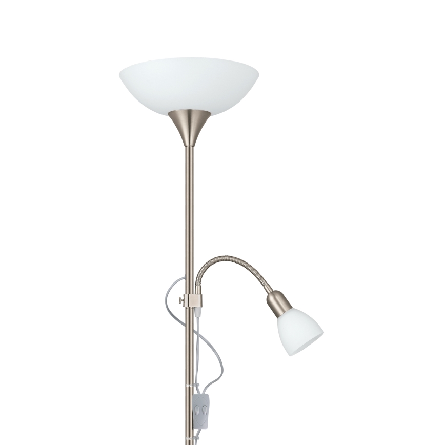 EGLO - Podna lampa 1xE27/60W + 1xE14/25W mat hrom