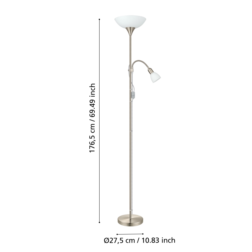EGLO - Podna lampa 1xE27/60W + 1xE14/25W mat hrom
