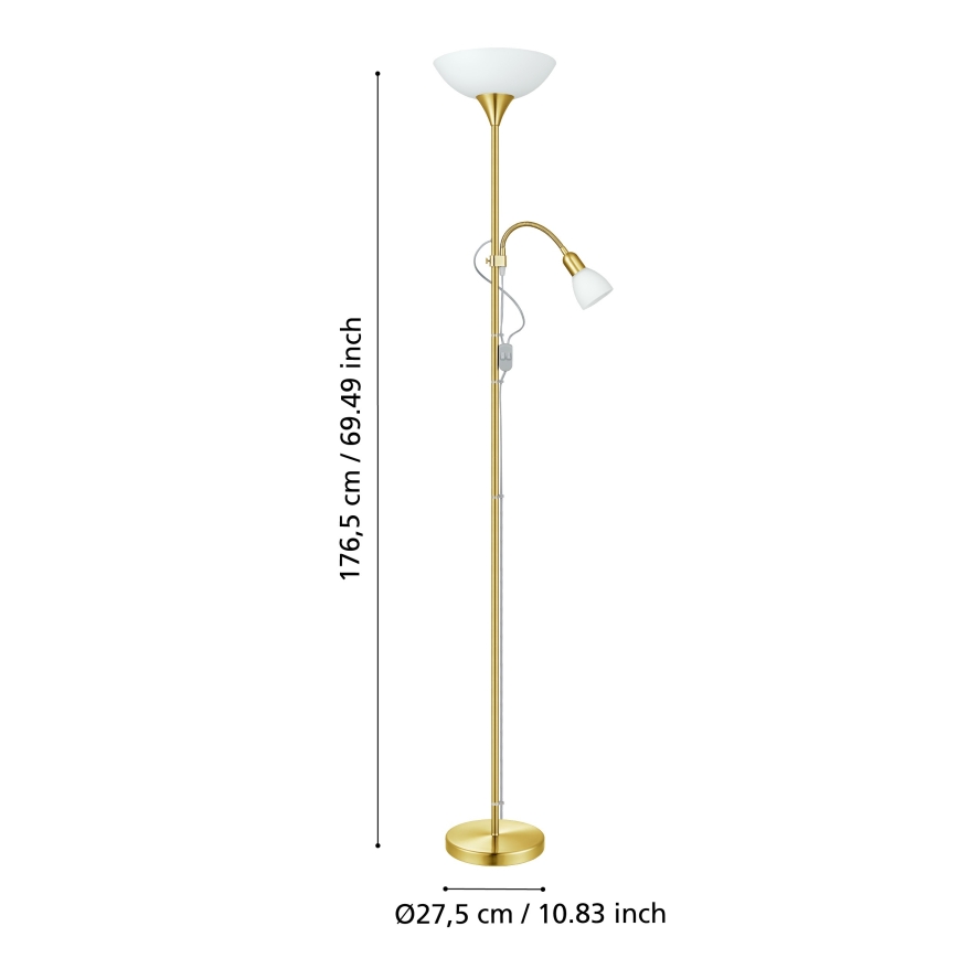 EGLO - Podna lampa 1xE27/60W + 1xE14/25W zlatna