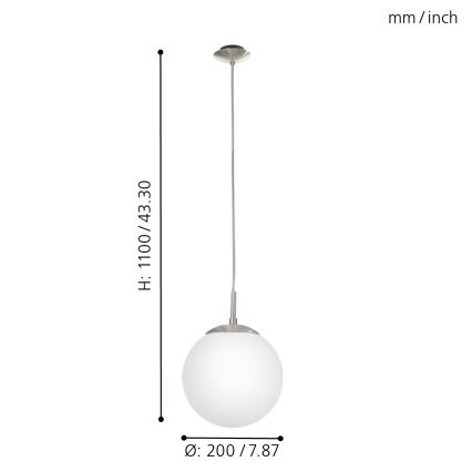 EGLO - Luster na sajli 1xE27/60W/230V, prečnika 20 cm