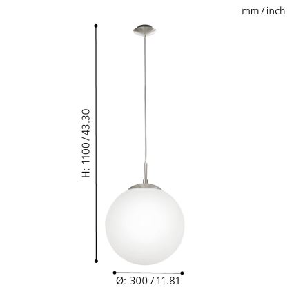 EGLO - Luster na sajli 1xE27/60W/230V prečnik 30 cm bela