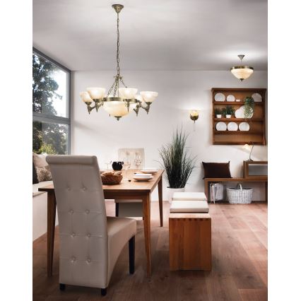 EGLO - Luster na lancu 9xE14/60W sa alabasterskim staklom
