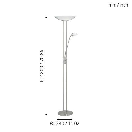 EGLO - Podna lampa BAYA sa prigušivačem 1xR7s/230W+1xG9/33W mat hrom