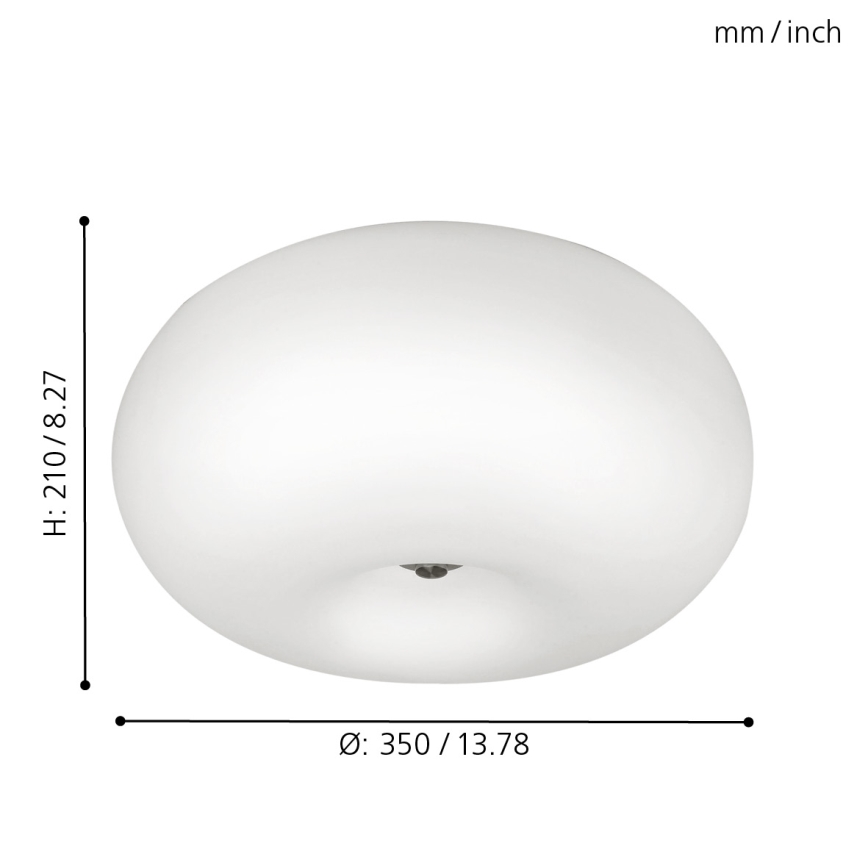 EGLO - Plafonska svetiljka OPTICA 2xE27/60W/230V, opalno staklo, prečnik 35 cm