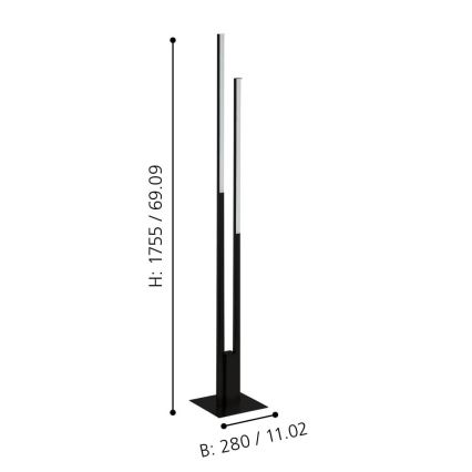 Eglo - LED RGBW prigušiva podna lampa 2xLED/16W/230V crna ZigBee