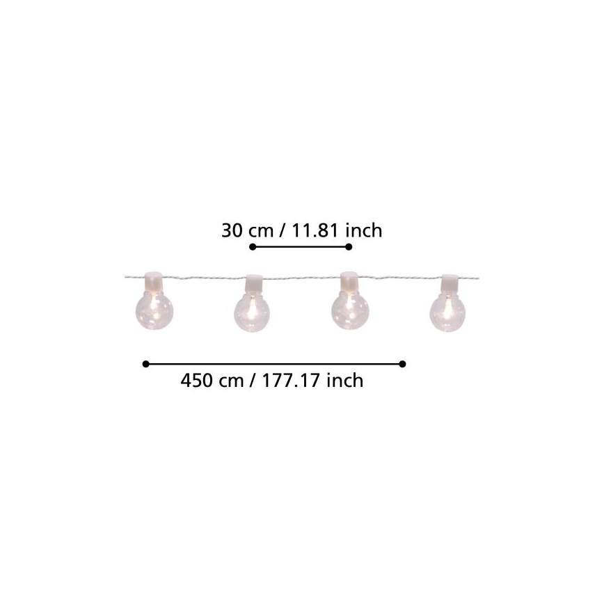 Eglo - LED spoljašnja dekorativna girlanda 16xLED/0,064W/24V IP44 bela