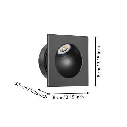 Eglo - LED svetiljka za stepenište LED/2W/230V 3000K crna
