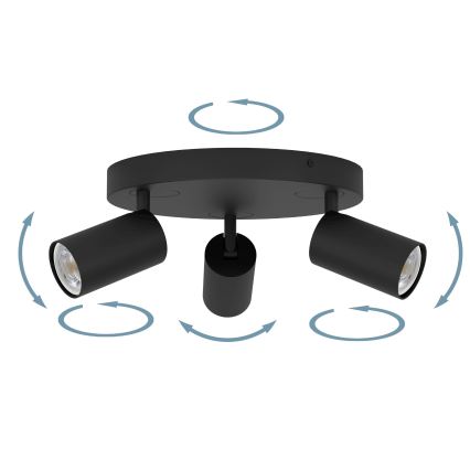 Eglo - LED RGBW prigušiva spot svetiljka 3xGU10/4,9W/230V crna