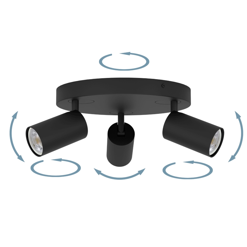 Eglo - LED RGBW prigušiva spot svetiljka 3xGU10/4,9W/230V crna
