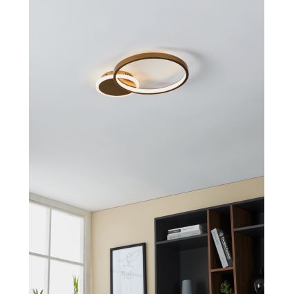 Eglo - prigušiva LED stropna svetiljka LED/15W/230V zlatna + daljinski upravljač