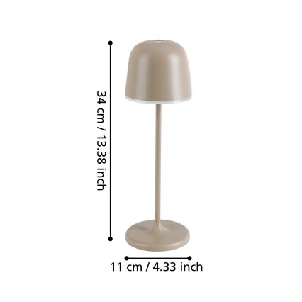 Eglo - LED spoljna punjiva lampa, prigušiva, LED/2,2W/5V 1800 mAh bež IP54