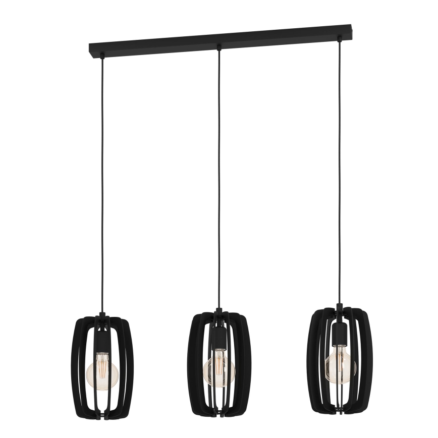 Eglo - Luster na sajli 3xE27/40W/230V crne boje