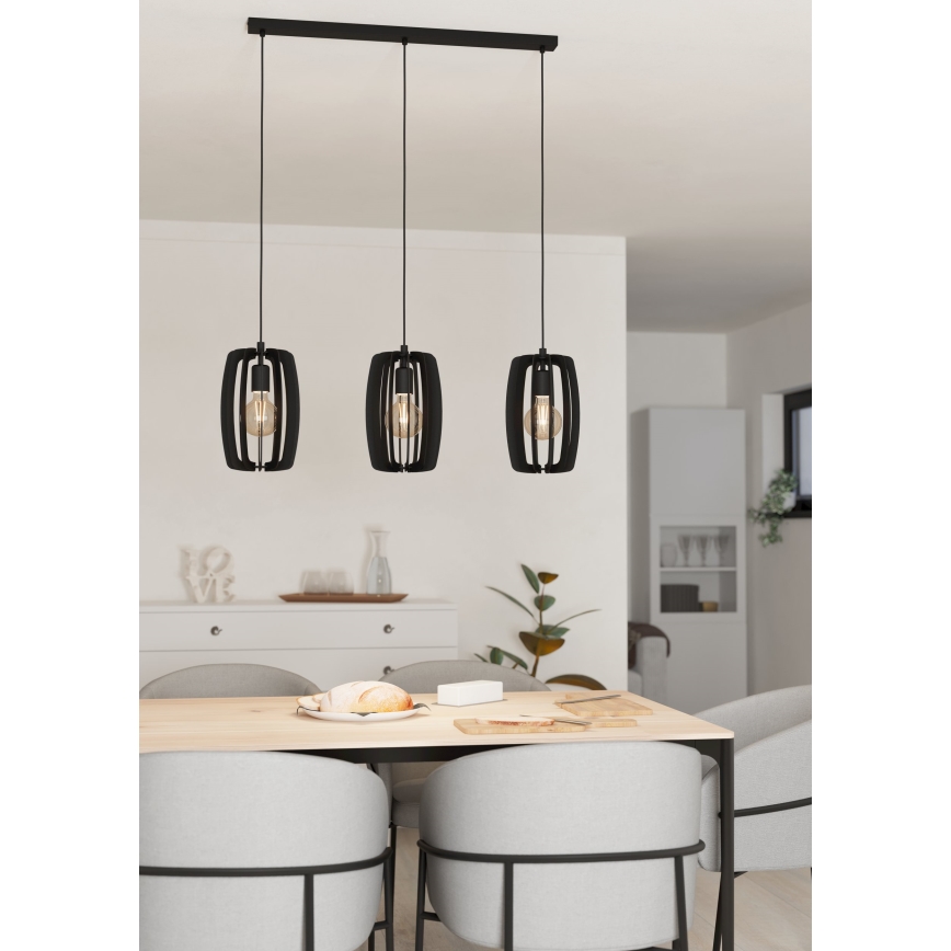 Eglo - Luster na sajli 3xE27/40W/230V crne boje
