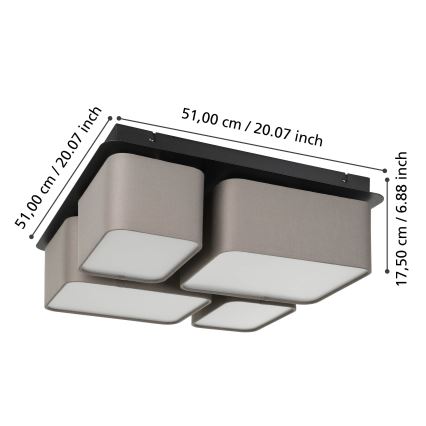 Eglo - Stropna svetiljka 4xE27/28W/230V