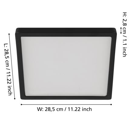 Eglo - LED prigušiva plafonska svetiljka LED/20,5W/230V crna 28,5x28,5 cm