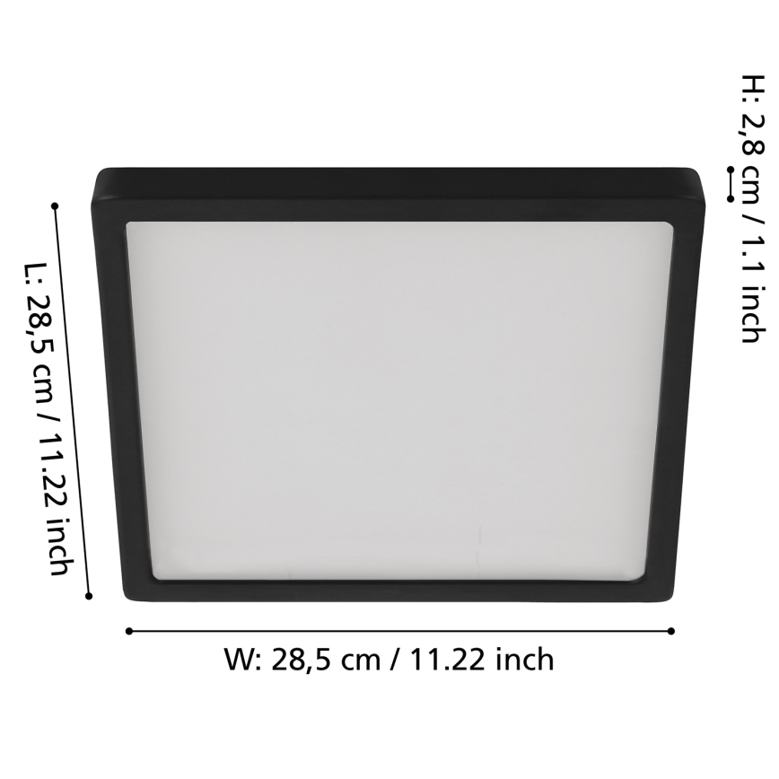 Eglo - LED prigušiva plafonska svetiljka LED/20,5W/230V crna 28,5x28,5 cm