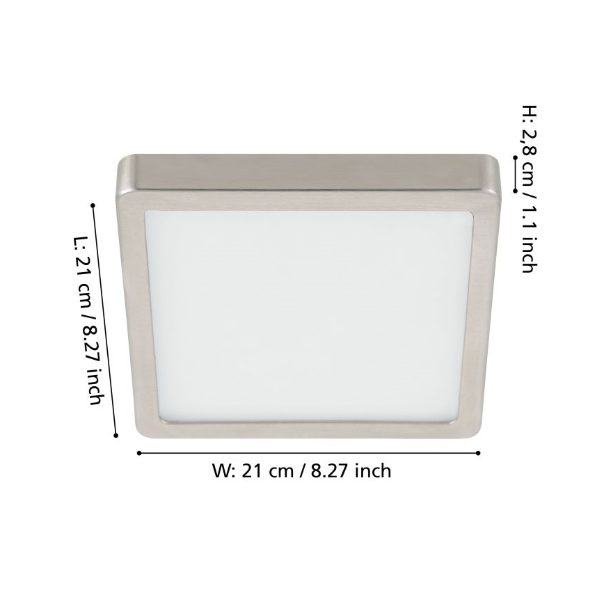 Eglo - LED prigušiva plafonska svetiljka LED/17W/230V, matni hrom, 21x21 cm