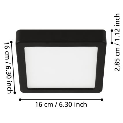 Eglo - LED plafonsko svetlo za kupatilo LED/11W/230V IP44 crno 16x16 cm