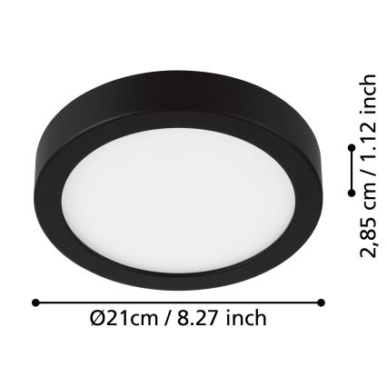 Eglo - LED plafonsko svetlo za kupatilo LED/17W/230V IP44 crno 21x21 cm