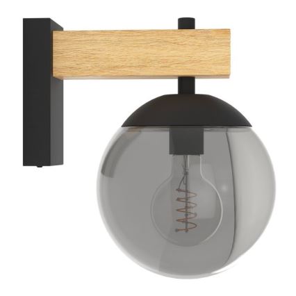 Eglo - Spoljašnje zidno svetlo 1xE27/40W/230V crna/drvo IP44
