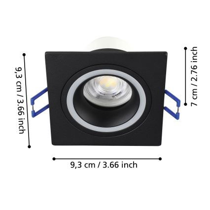 Eglo - LED RGBW prigušiva ugradna plafonska svetiljka LED/4,7W/230V crna