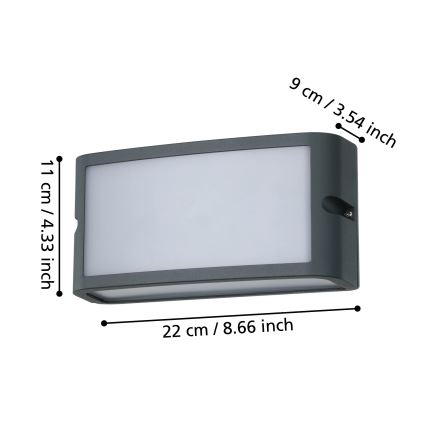 Eglo - LED spoljašnje zidno svetlo LED/10,5W/230V antracit IP54