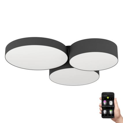 Eglo - LED RGBW prigušiva stropna svetiljka 3xLED/7,5W/230V 2700-6500K crna