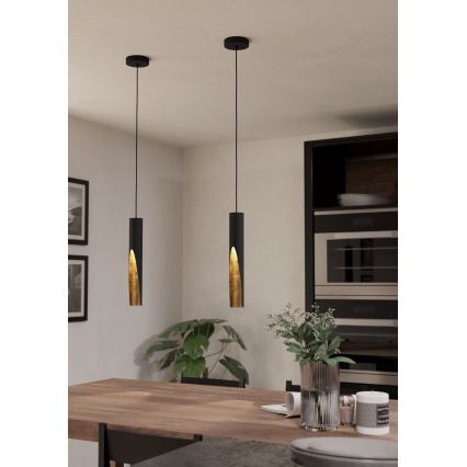 Eglo - LED luster na sajli 1xGU10/4,5W/230V crna/zlatna