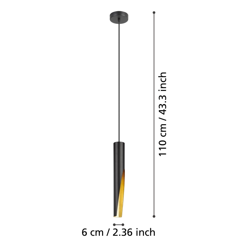 Eglo - LED luster na sajli 1xGU10/4,5W/230V crna/zlatna