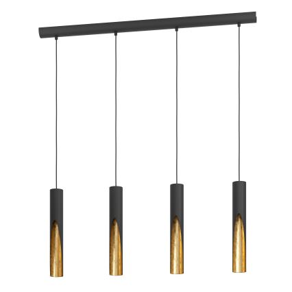 Eglo - LED luster na sajli 4xGU10/4,5W/230V crna/zlatna