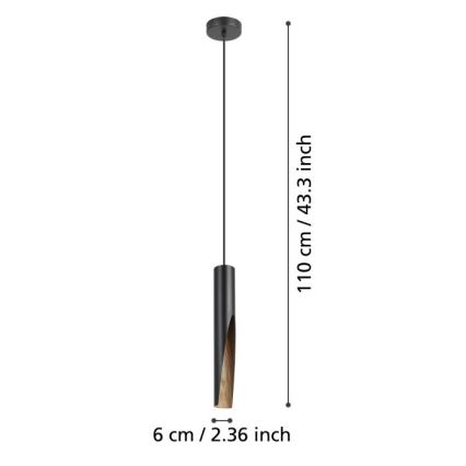 Eglo 900874 - LED luster na sajli BARBOTTO 1xGU10/4,5W/230V crna/smeđa