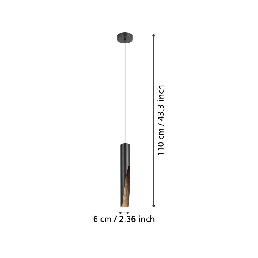 Eglo 900874 - LED luster na sajli BARBOTTO 1xGU10/4,5W/230V crna/smeđa