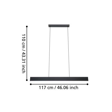 Eglo - LED RGBW prigušiva luster na sajli LED/38W/230V 2700-6500K crna