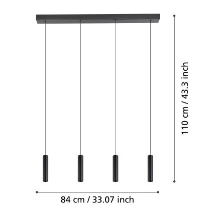 Eglo - LED prigušiva luster na sajli 4xLED/5,4W/230V