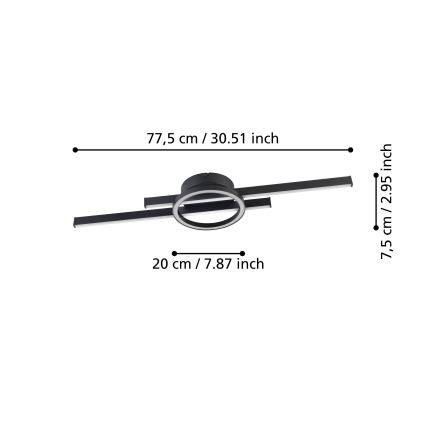 Eglo - LED RGBW prigušiva stropna svetiljka LED/23,5W/230V 2700-6500K crna + daljinski upravljač