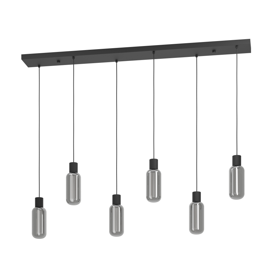 Eglo - Luster na sajli 6xE27/4W/230V crna/zadimljeno