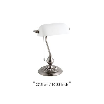 Eglo - Stona lampa 1xE27/60W/230V bela/sjajni hrom