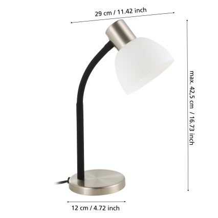 Eglo - Stona lampa 1xE14/25W/230V crna/mat hrom
